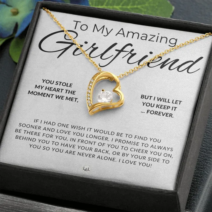 Necklaces ShineOn Fulfillment My Girlfriend You Stole My Heart Thinking of You Sentimental and Romantic Gift for Her Christmas Valentines Birthday or Anniversary Gifts