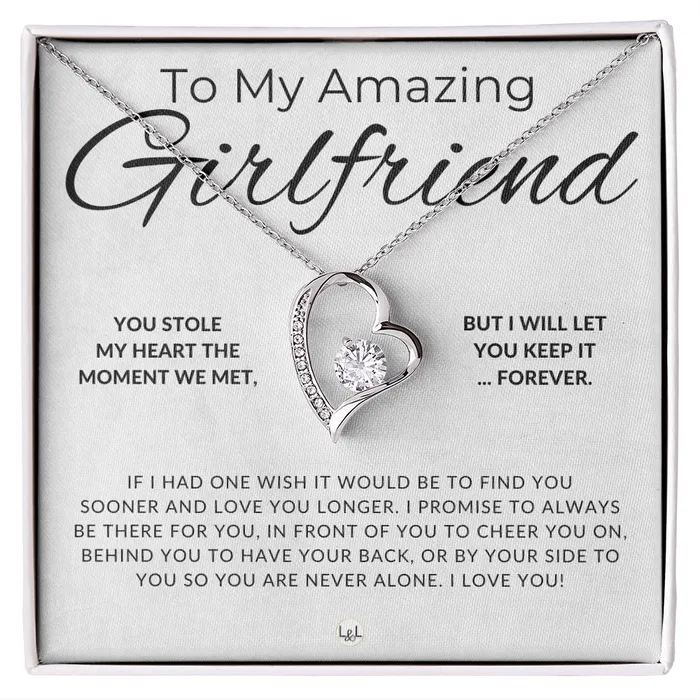 Necklaces ShineOn Fulfillment My Girlfriend You Stole My Heart Thinking of You Sentimental and Romantic Gift for Her Christmas Valentines Birthday or Anniversary Gifts