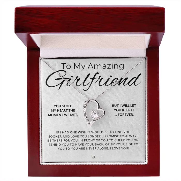 Necklaces ShineOn Fulfillment My Girlfriend You Stole My Heart Thinking of You Sentimental and Romantic Gift for Her Christmas Valentines Birthday or Anniversary Gifts