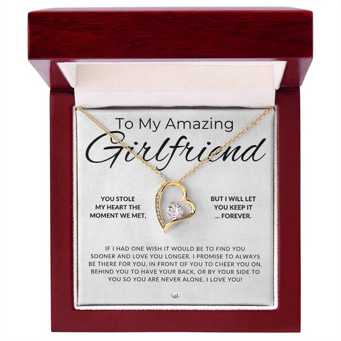 Necklaces ShineOn Fulfillment My Girlfriend You Stole My Heart Thinking of You Sentimental and Romantic Gift for Her Christmas Valentines Birthday or Anniversary Gifts