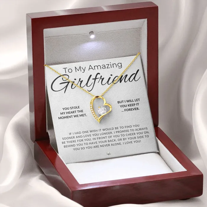 Necklaces ShineOn Fulfillment My Girlfriend You Stole My Heart Thinking of You Sentimental and Romantic Gift for Her Christmas Valentines Birthday or Anniversary Gifts