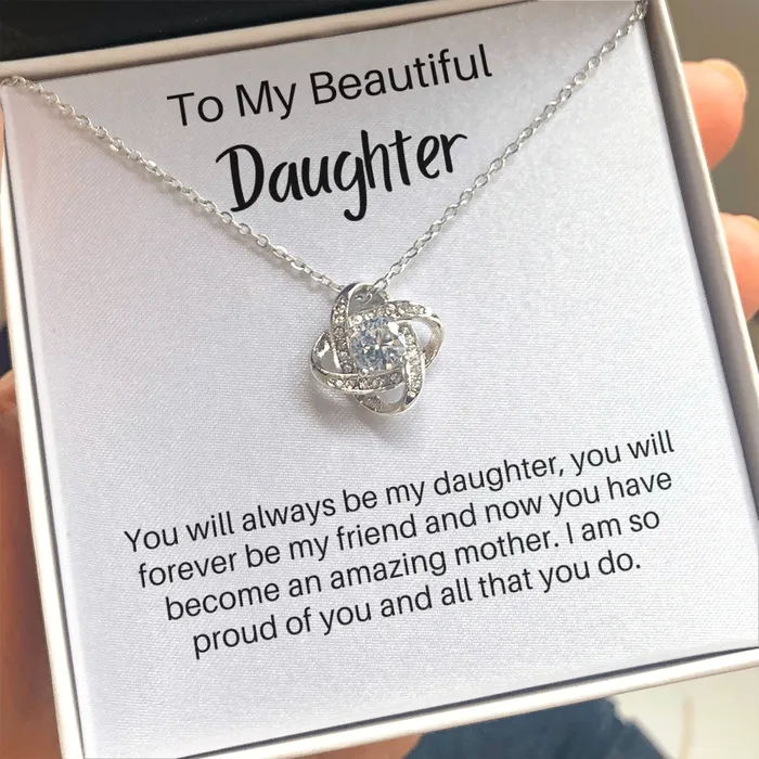 Necklaces ShineOn Fulfillment To My Beautiful Daughter I Love You Adult DaughterMom Gift Love Knot Pendant Necklace The Perfect Gift for Your Daughter Necklaces ShineOn Fulfillment To My Beautiful Daughter I Love You Adult DaughterMom Gift Love Knot Pendant Necklace The Perfect Gift for Your Daughter