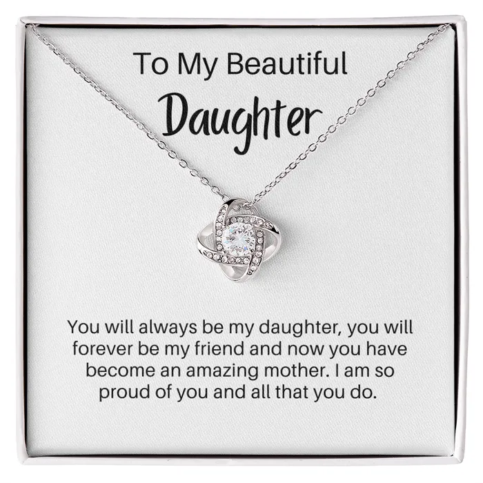 Necklaces ShineOn Fulfillment To My Beautiful Daughter I Love You Adult DaughterMom Gift Love Knot Pendant Necklace The Perfect Gift for Your Daughter