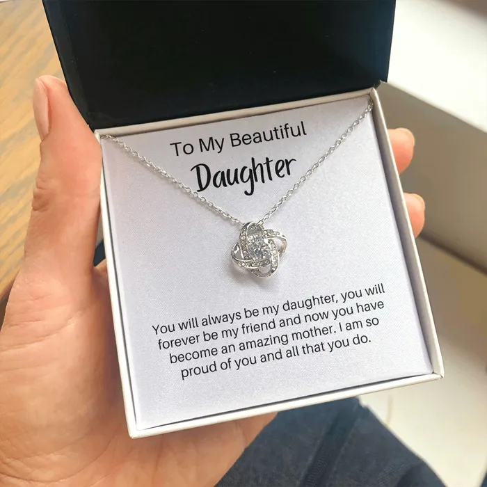 Necklaces ShineOn Fulfillment To My Beautiful Daughter I Love You Adult DaughterMom Gift Love Knot Pendant Necklace The Perfect Gift for Your Daughter