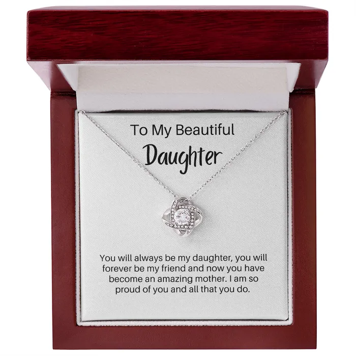 Necklaces ShineOn Fulfillment To My Beautiful Daughter I Love You Adult DaughterMom Gift Love Knot Pendant Necklace The Perfect Gift for Your Daughter