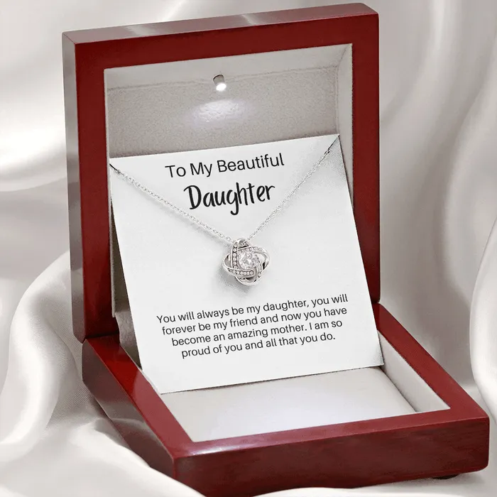 Necklaces ShineOn Fulfillment To My Beautiful Daughter I Love You Adult DaughterMom Gift Love Knot Pendant Necklace The Perfect Gift for Your Daughter