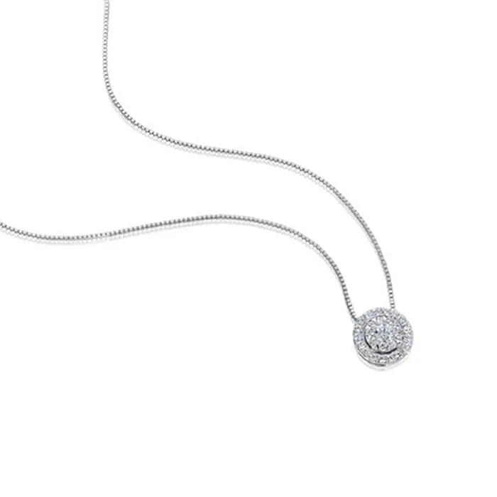 Necklaces Smith Bevill Jewelers 18kw 045ctw Halo Diamond Necklace