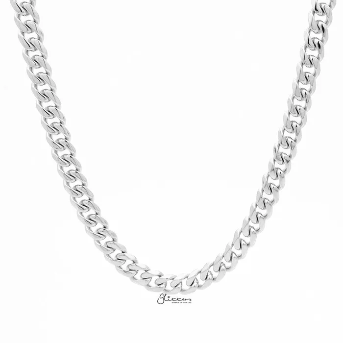 Necklaces Stainless Steel Beveled Cuban Chain Necklace 9mm width Glitters