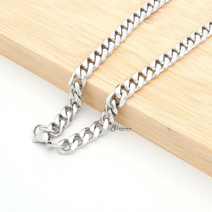 Necklaces Stainless Steel Beveled Cuban Chain Necklace 9mm width Glitters