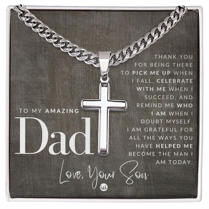 Necklaces To Dad From Son Mens Chain with Engravable Cross Necklace Christian Jewelry For Dad For Fathers Day Christmas or His Birthday ShineOn Fulfillment Necklaces To Dad From Son Mens Chain with Engravable Cross Necklace Christian Jewelry For Dad For Fathers Day Christmas or His Birthday ShineOn Fulfillment