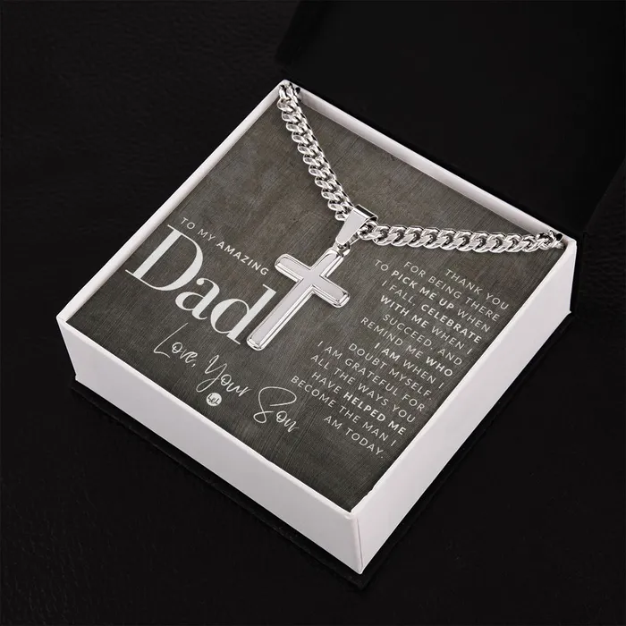 Necklaces To Dad From Son Mens Chain with Engravable Cross Necklace Christian Jewelry For Dad For Fathers Day Christmas or His Birthday ShineOn Fulfillment