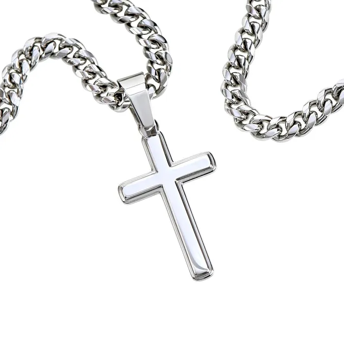 Necklaces To Dad From Son Mens Chain with Engravable Cross Necklace Christian Jewelry For Dad For Fathers Day Christmas or His Birthday ShineOn Fulfillment