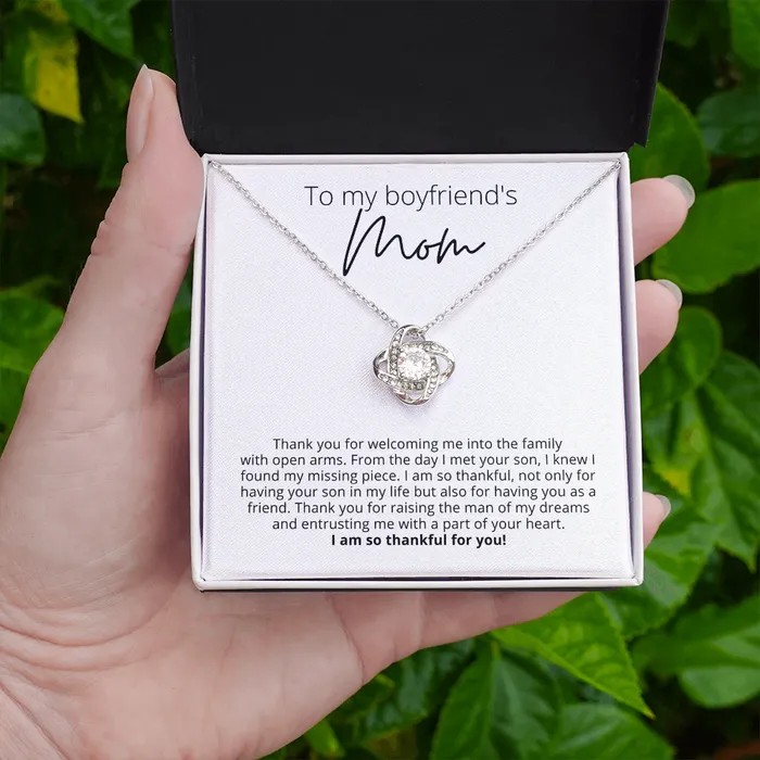 Necklaces To My Boyfriends Mom Thank You for Your Support Knot Pendant Necklace For Your Boyfriends Mom ShineOn Fulfillment