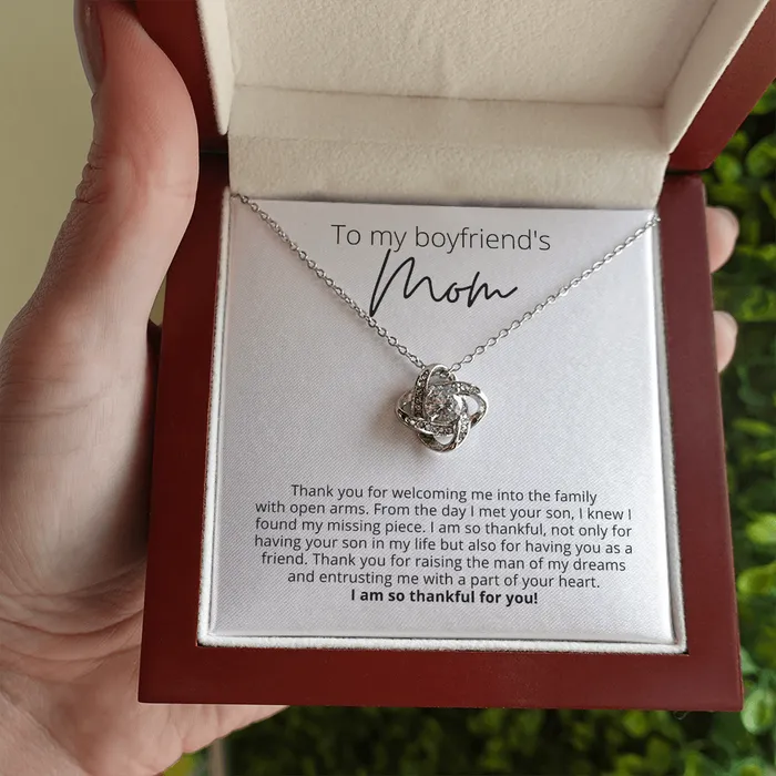 Necklaces To My Boyfriends Mom Thank You for Your Support Knot Pendant Necklace For Your Boyfriends Mom ShineOn Fulfillment