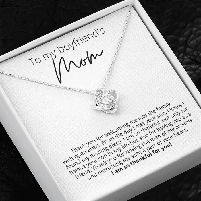 Necklaces To My Boyfriends Mom Thank You for Your Support Knot Pendant Necklace For Your Boyfriends Mom ShineOn Fulfillment