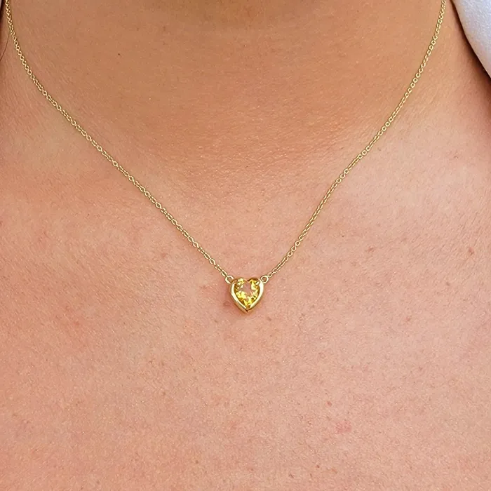 Necklaces Uniquelan Jewelry 18k Gold Real Citrine Heart Necklace