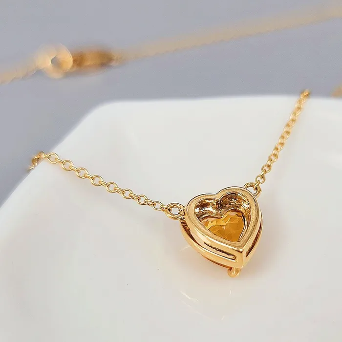 Necklaces Uniquelan Jewelry 18k Gold Real Citrine Heart Necklace