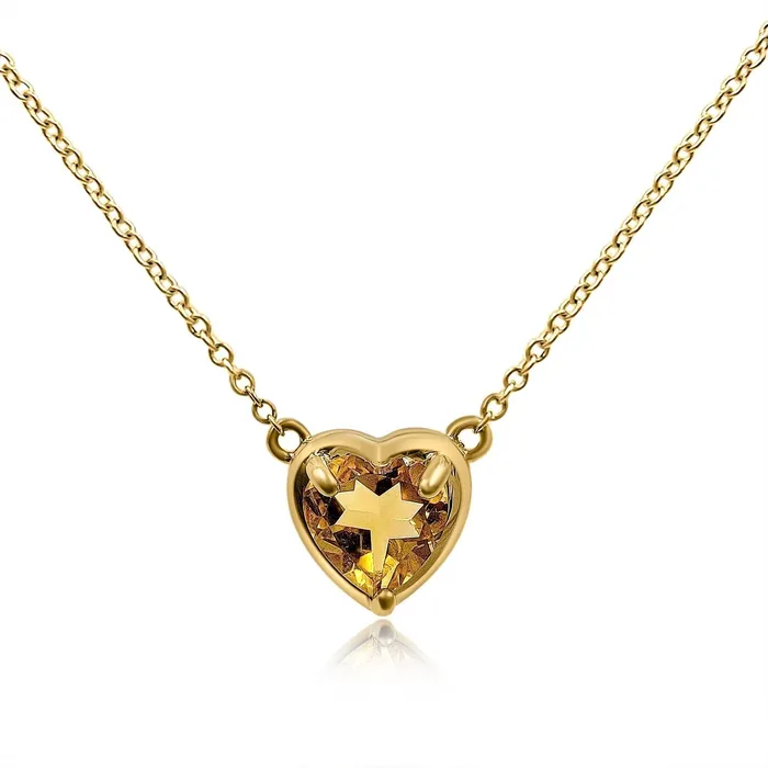 Necklaces Uniquelan Jewelry 18k Gold Real Citrine Heart Necklace