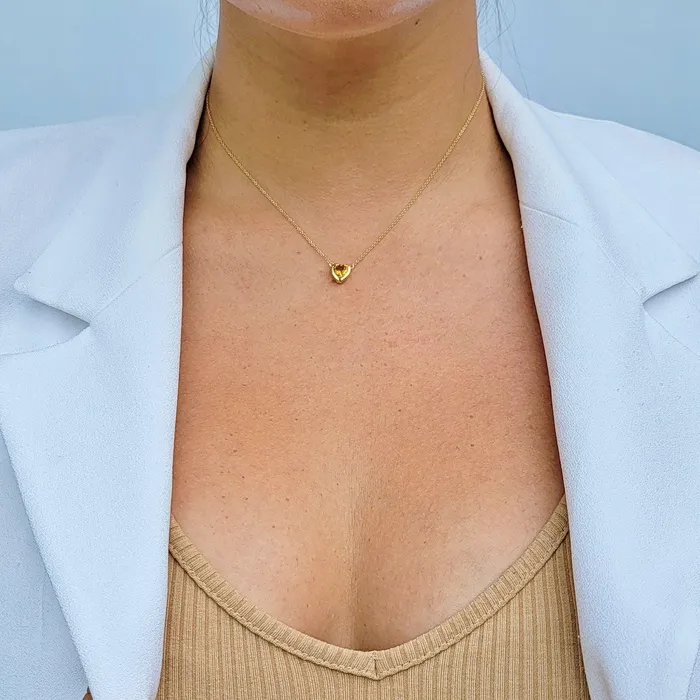 Necklaces Uniquelan Jewelry 18k Gold Real Citrine Heart Necklace