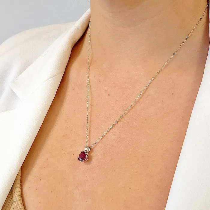 Necklaces Uniquelan Jewelry Natural Ruby Heart Necklace Necklaces Uniquelan Jewelry Natural Ruby Heart Necklace