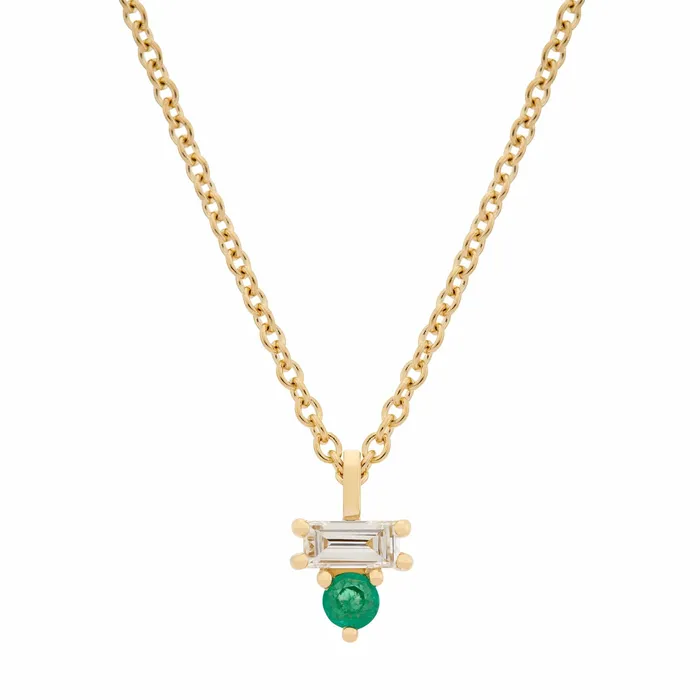 Necklaces Valerie Madison Fine Jewelry Emerald Diamond Baguette Necklace