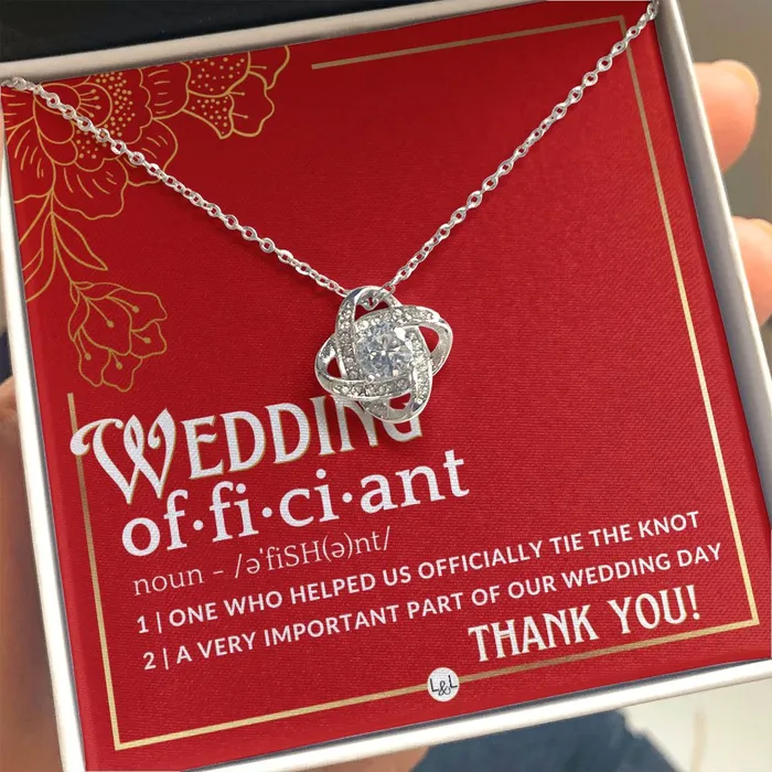 Officiant Gift Thank You Gift For Female Wedding Officiant Pastor Thank You For Marrying Us Necklace Red and Gold Wedding Theme ShineOn Fulfillment Necklaces