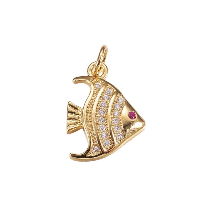 pau jewelry Charm Necklaces Fish pave charm