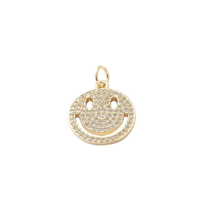 pau jewelry Charm Necklaces Pave happy face charm