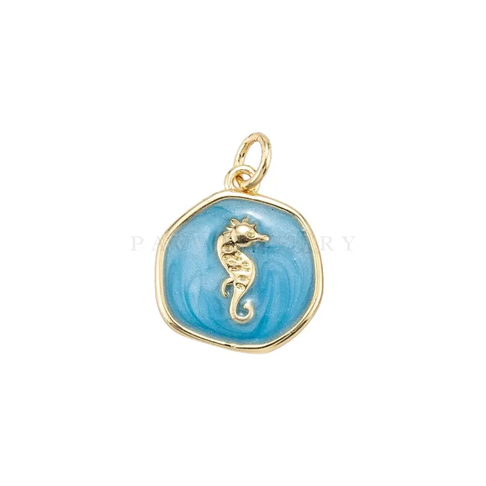 pau jewelry Charm Necklaces Sea horse medal charm