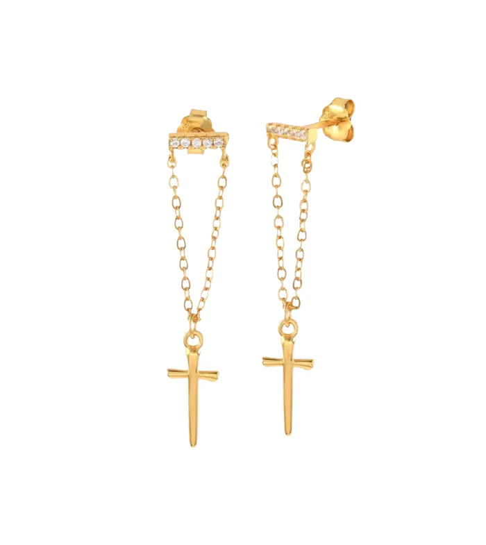 pau jewelry Earrings Cross tassel stud earrings