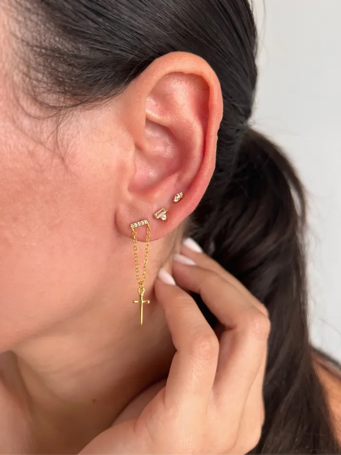 pau jewelry Earrings Cross tassel stud earrings