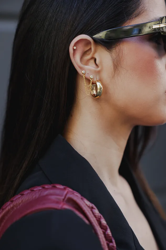 pau jewelry Earrings Double pave tassel stud earrings