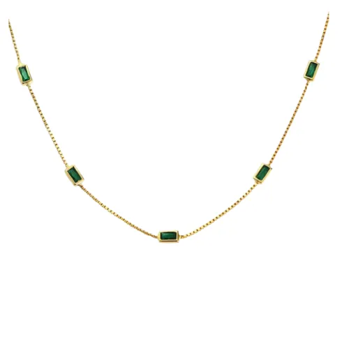 pau jewelry Necklaces Minimalist emerald necklace
