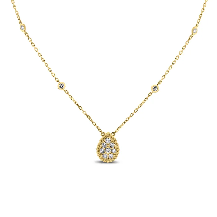 Pear Drop Mini Pendant Necklace 055 ct Diamonds in Yellow Gold Beauvince Necklaces