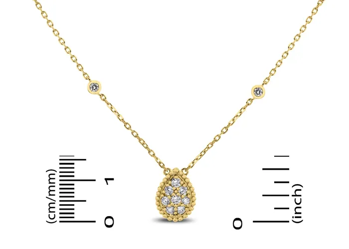 Pear Drop Mini Pendant Necklace 055 ct Diamonds in Yellow Gold Beauvince Necklaces