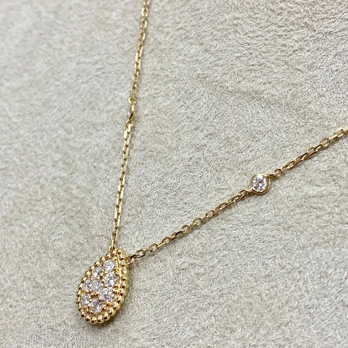 Pear Drop Mini Pendant Necklace 055 ct Diamonds in Yellow Gold Beauvince Necklaces