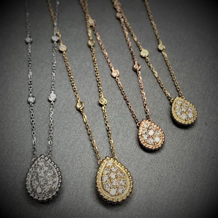Pear Drop Mini Pendant Necklace 055 ct Diamonds in Yellow Gold Beauvince Necklaces