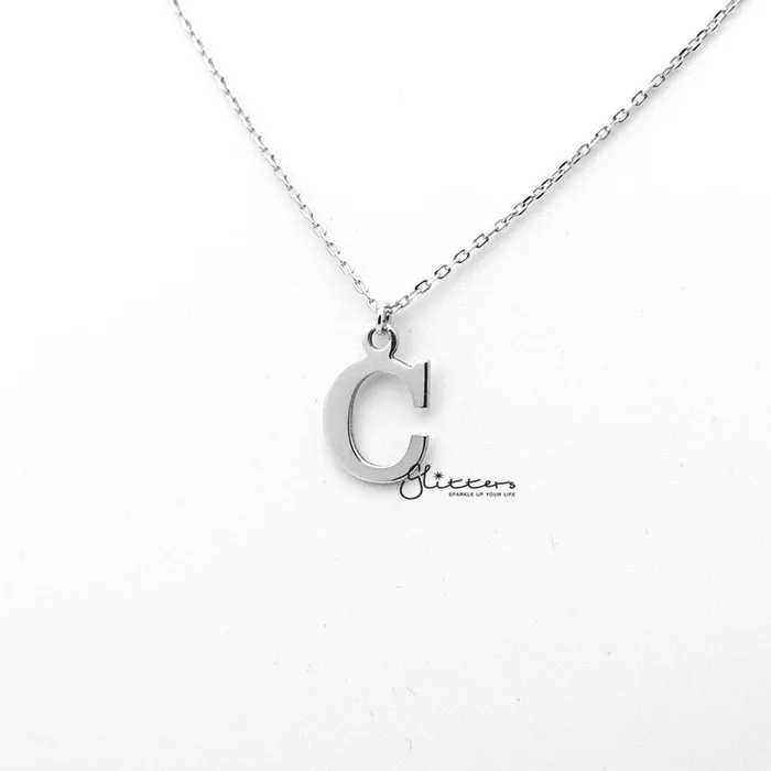 Personalised Sterling Silver Alphabet Necklace Font C Glitters Necklaces