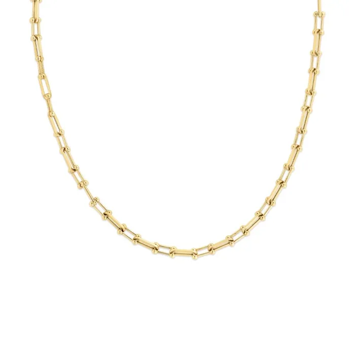 PreStyled Sets 18K Yellow Designer Gold Alternating Beaded End and Paperclip Link Chain ROBERTO COIN PreStyled Sets 18K Yellow Designer Gold Alternating Beaded End and Paperclip Link Chain ROBERTO COIN