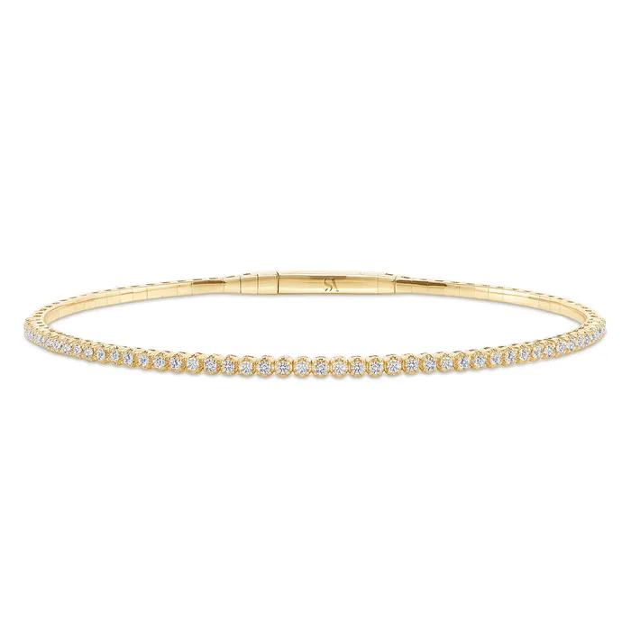 PreStyled Sets AV LADIES HALF FLEXIBLE BANGLE 100CT ROUND DIAMOND 14K YELLOW GOLD PreStyled Sets AV LADIES HALF FLEXIBLE BANGLE 100CT ROUND DIAMOND 14K YELLOW GOLD