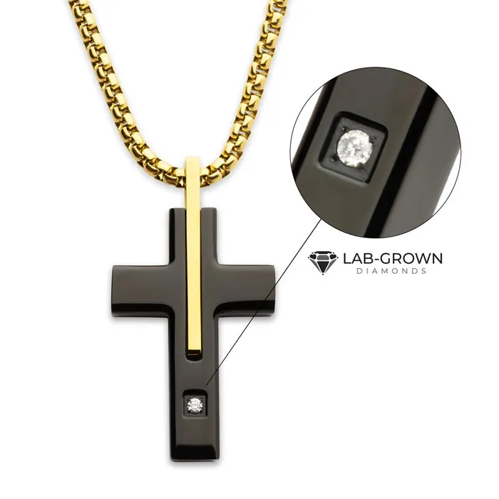 PreStyled Sets Inox 18K Gold IP Stainless Steel and Lab Grown Diamond Pendant SALESONE PreStyled Sets Inox 18K Gold IP Stainless Steel and Lab Grown Diamond Pendant SALESONE
