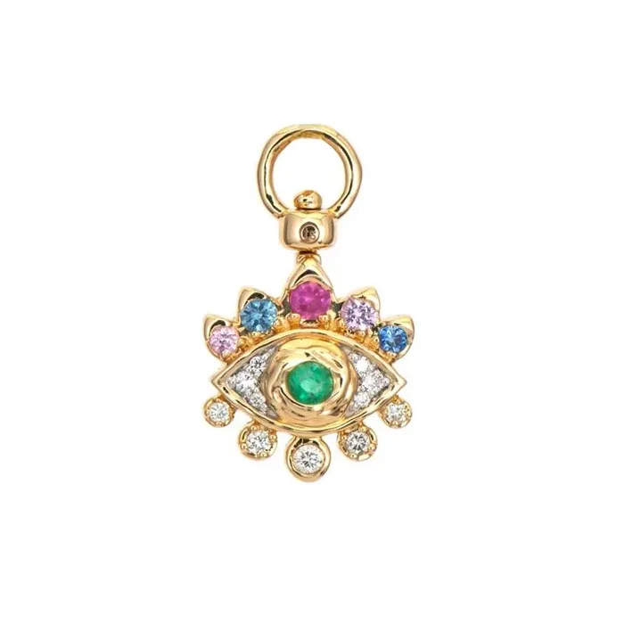 Rainbow Sapphire Evil Eye Pendant THREE STORIES JEWELRY Necklaces