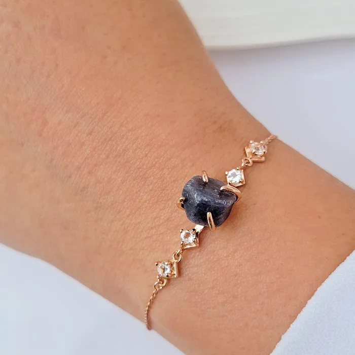 Raw Blue Sapphire Bracelet Uniquelan Jewelry Bracelets
