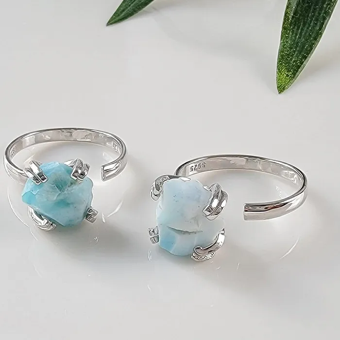 Raw Larimar Adjustable Ring Uniquelan Jewelry Rings Raw Larimar Adjustable Ring Uniquelan Jewelry Rings
