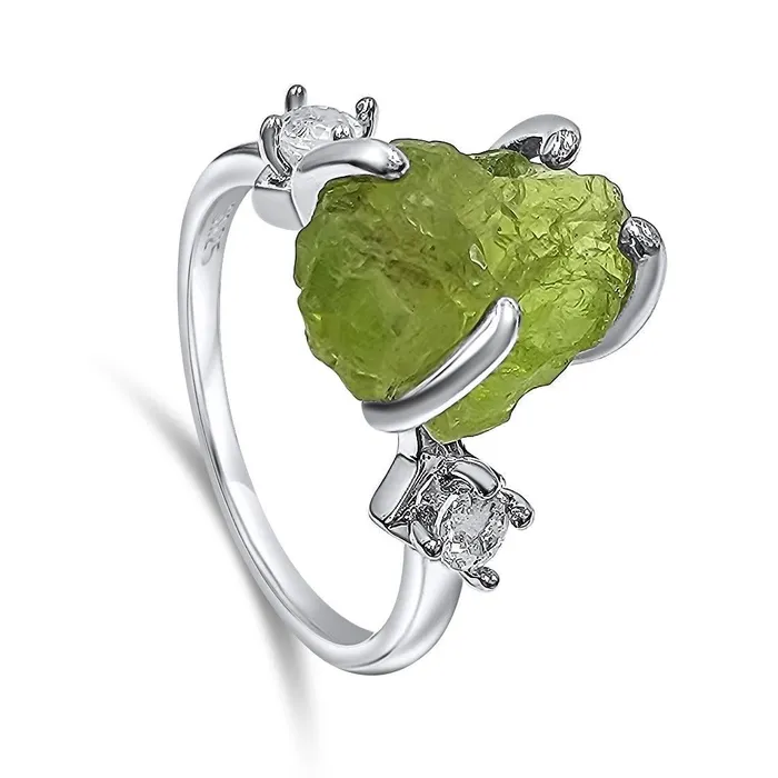 Raw Peridot Bracelet and Ring Set Uniquelan Jewelry Bracelets