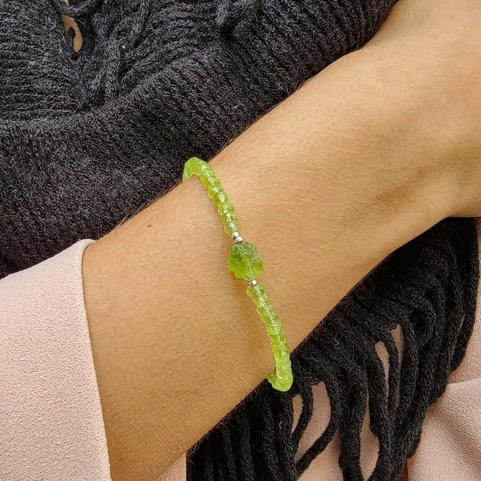 Raw Peridot Stone Bracelet Uniquelan Jewelry Bracelets