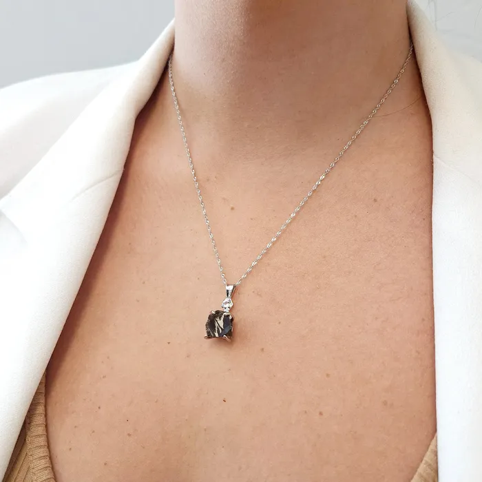 Raw Smoky Quartz Necklace and Drop Earrings Set Uniquelan Jewelry Earrings Raw Smoky Quartz Necklace and Drop Earrings Set Uniquelan Jewelry Earrings