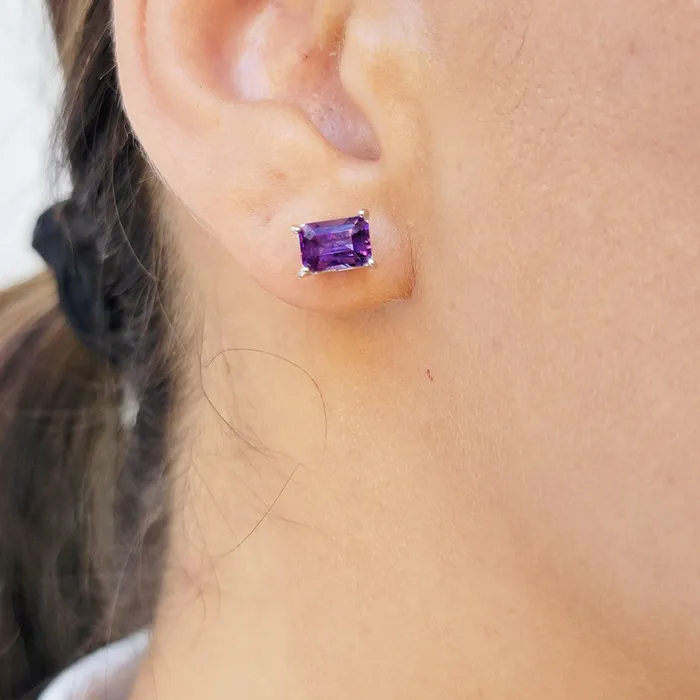 Real Amethyst Heart Stud Earrings Uniquelan Jewelry Earrings