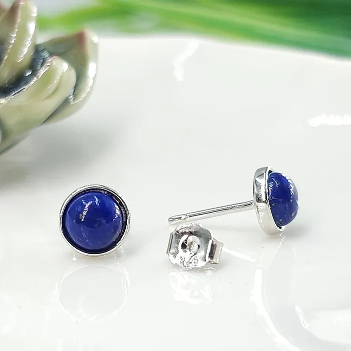 Real Lapis Lazuli Bezel Stud Earrings Uniquelan Jewelry Earrings Real Lapis Lazuli Bezel Stud Earrings Uniquelan Jewelry Earrings