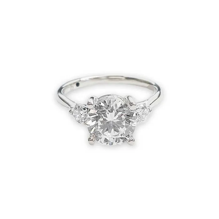 Rings 14K White Gold Three Round Diamond Engagement Setting CLASSIQUE CREATIONS Rings 14K White Gold Three Round Diamond Engagement Setting CLASSIQUE CREATIONS